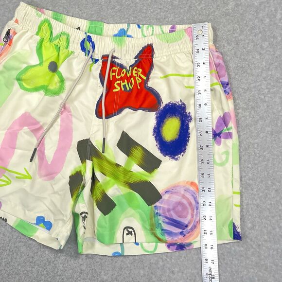 NEW OAS Flower Shop Swim Shorts Mens Size Large Floral Trunks Pockets Sweden - Picture 4 of 15